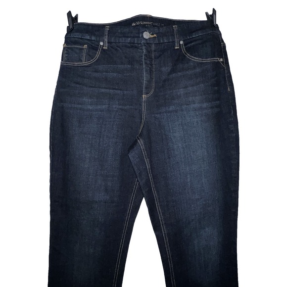 Chico's So Slimming Ankle Jeans Dark Wash Sz L (2) 12 Cuffed Hem Casual Comfort - Picture 2 of 10